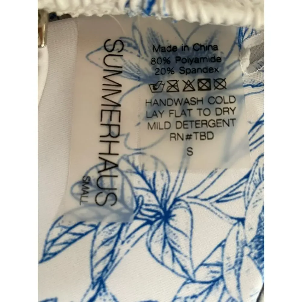 Summerhaus Swim Bralette Bikini Top Floral Toile Smocked Cottagecore Coquette